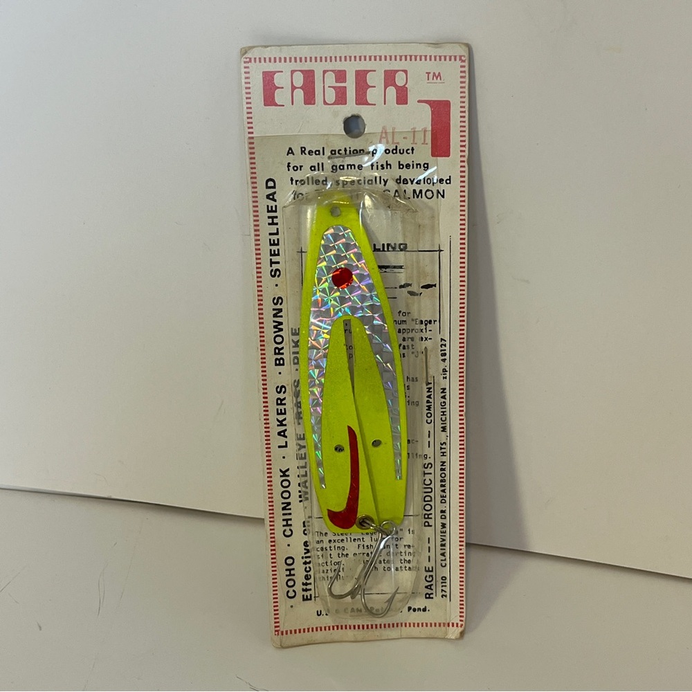 Vintage Eager Rage Product Fishing Lure Spoon Trolling Walleye Bass Pike New